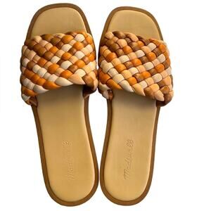 Madewell The Suzi Slide Sandal in Multi Woven Leather sz 8